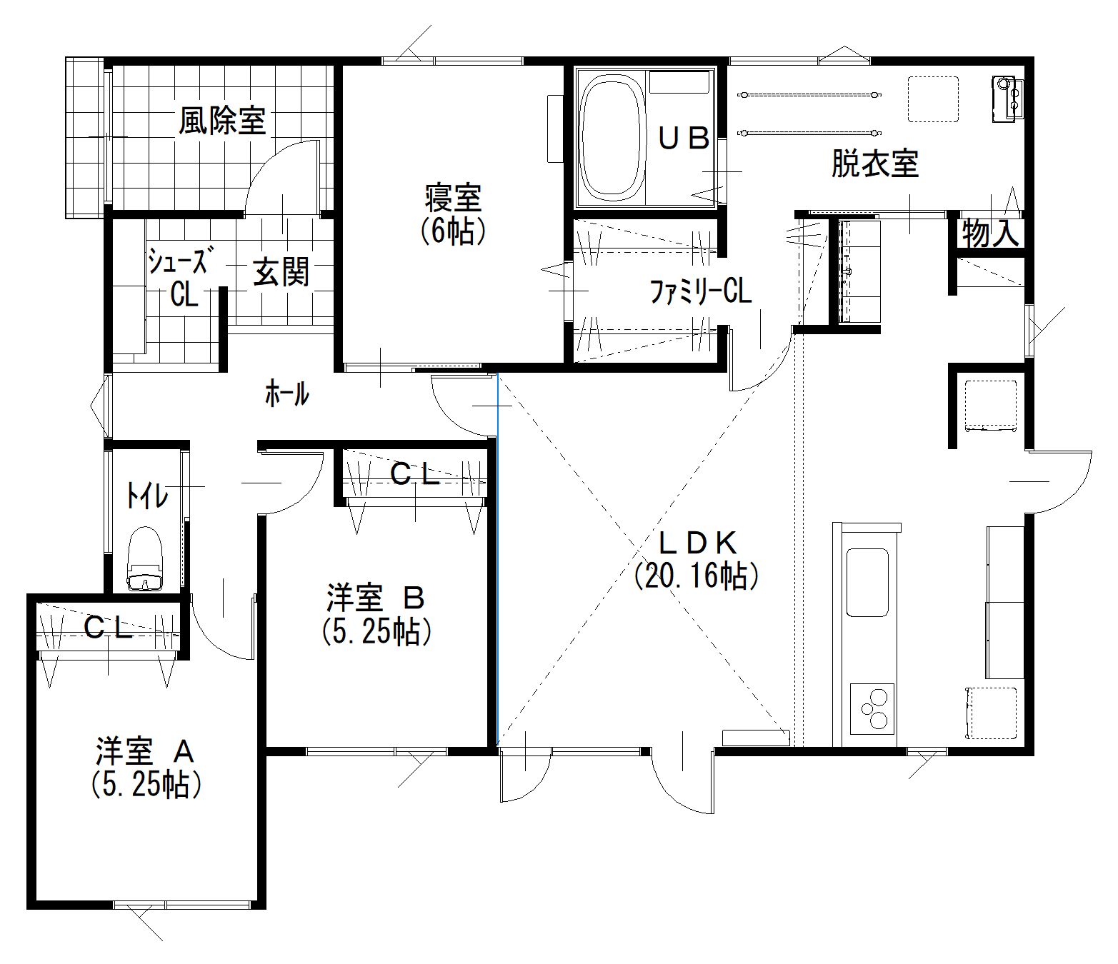 間取り：の1F